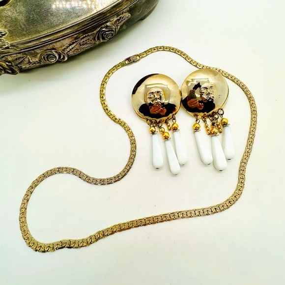 Vintage Modernist Statement Earrings & MCM Necklace - Picture 3 of 16